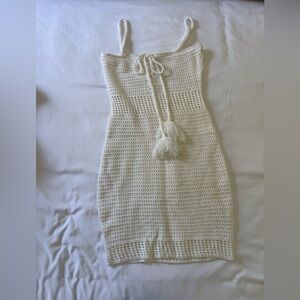 Cream Crochet Cover Up with Tassels